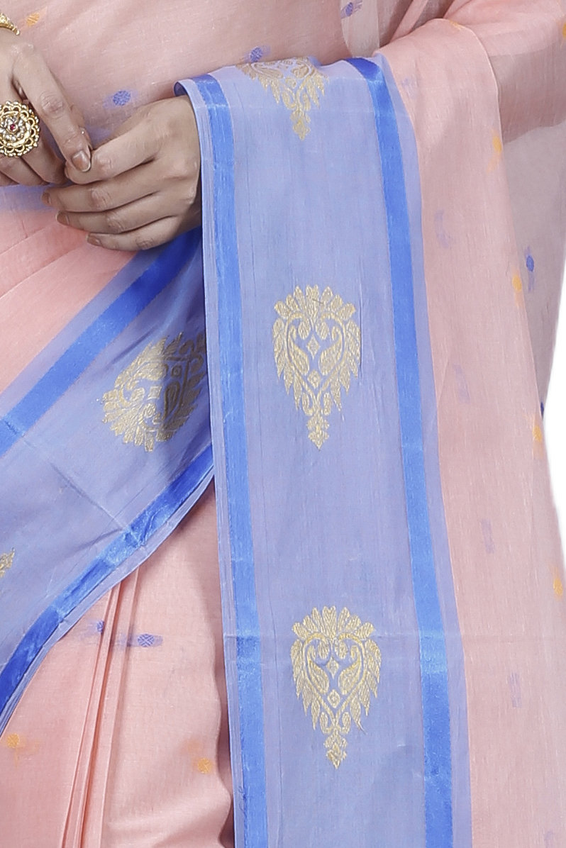 Peach Pure Cotton Upala Tant Saree (1162)